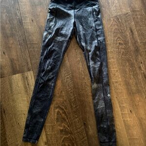 lululemon athletica Black and Gray Leggings sequin snake print